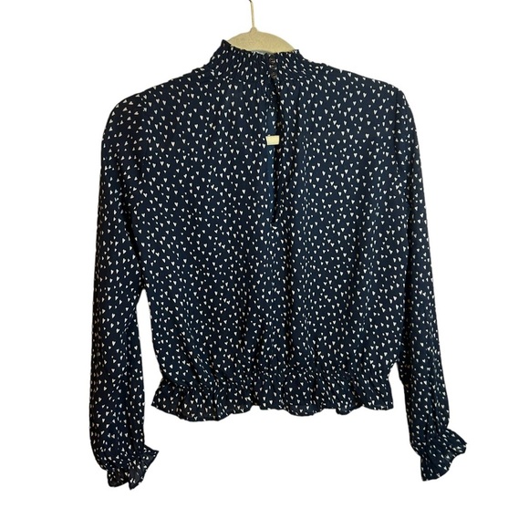 H&M NAVY BLUE HEART BLOUSE - Picture 2 of 4